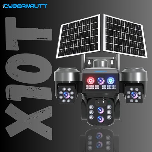 Image of XUGA - Cybernautt X10T-S 12MP 3 Lens PTZ Solar 4G Sim Outdoor CCTV Camera with 3 View | 360 | Night Vision | Motion Detection| 10X Optical Zoom | RGB Light | Dual Solar Panel | Use Air-tel 4G Sim