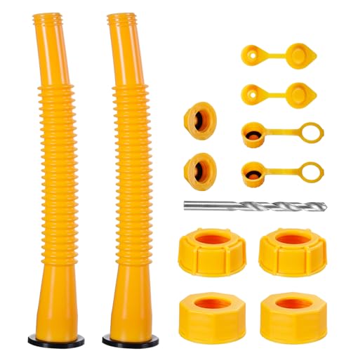 Image of Gas Can Spout Replacement Extra Long, Our gas can nozzle is 11.2in long, (3 in longer than standard nozzles) Gas can nozzle (2 Pack-Yellow) for 1 /2 /5 /10 gal oil cans. Replacement gas can spout
