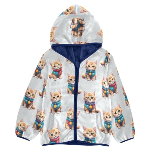 CHIFIGNO Cute Cats Grey Toddler Boys Warm Comfy Fleece Outerwear Jackets with Polar Fleece Lining 3T