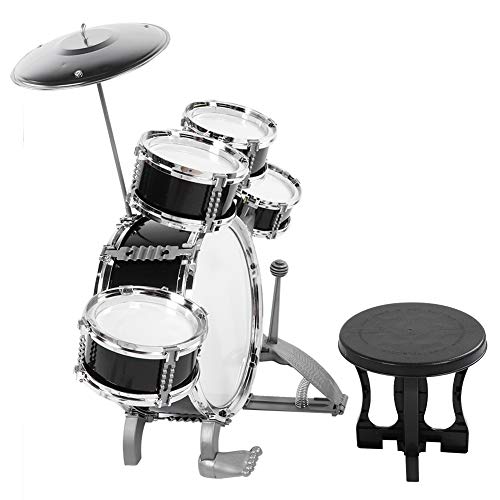 Instrumento musical para estimular la creatividad de los niños, batería para niños, para bebés principiantes(586-104 black) Cover