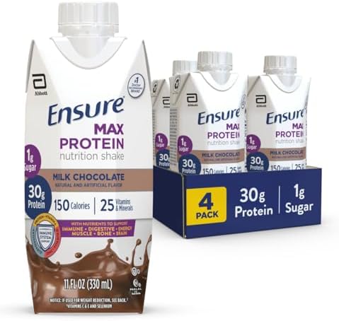 Ensure, Nutrition Shake, 30g of Protein, Milk Chocolate, 44 Fl Oz, 4 Count