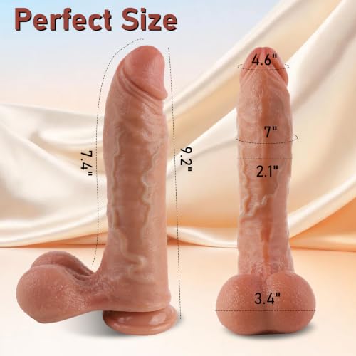 Realistic Huge Dildo with Swinging Balls 9.2 Inch Thick Foreskin Toy - Image 4