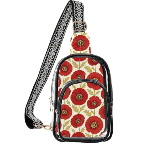 Bolsos transparentes para conciertos linqin con correa suave de amapolas