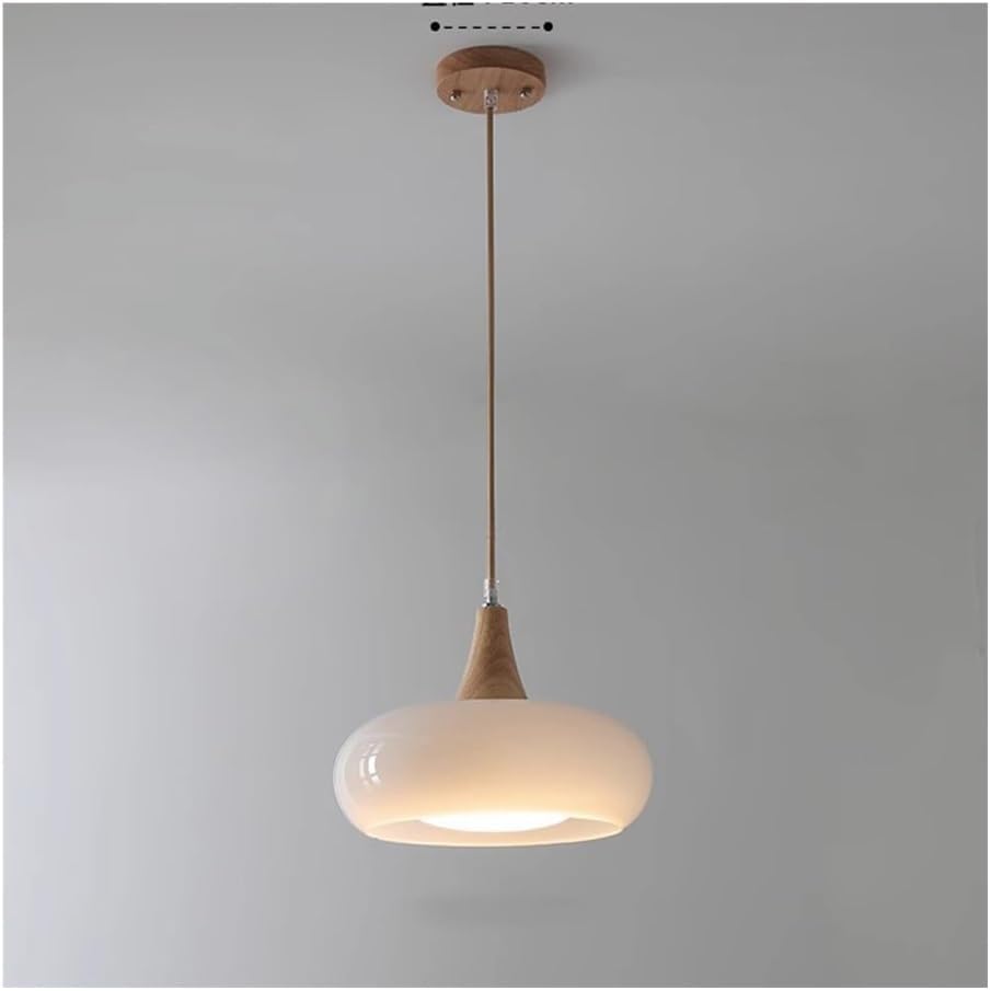 WINDALY Mid Century Modern 30Cm Light Fixtures with Orange and White Milk Glass Drum, Ceilihangingp, for Diniroom, Bedroom, Kitchen Island/White/a