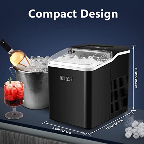 Kumio Ice Makers Countertop, 9 Bullets Ready In 9 Mins, 26.5 Lbs/24 Hrs, Ice Machine With Self-Cleaning, Removable Ice Basket & Scoop, 2 Sizes Of Bullet Ice For Kitchen Office Bar Party, Black #TOP6