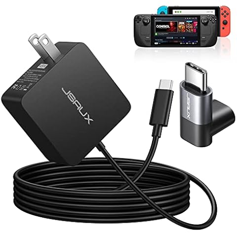 JSAUX 45W USB-C Power Delivery Charger, Intelligent Output Adjustment, Compatible with Steam Deck, Switch Cover