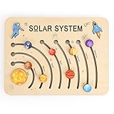 Wooden Solar System Puzzle Toys - 7.75 x 5.82 in Planets Jigsaw Puzzles for Kids, Space Learning Edu