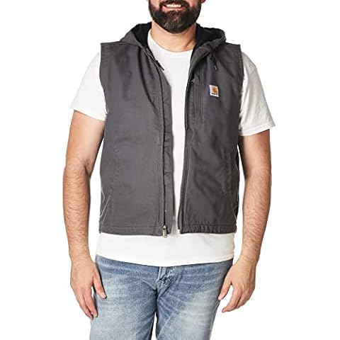 Carhartt Men's Relaxed Fit Washed Duck Fleece-Lined Hooded Vest Cover