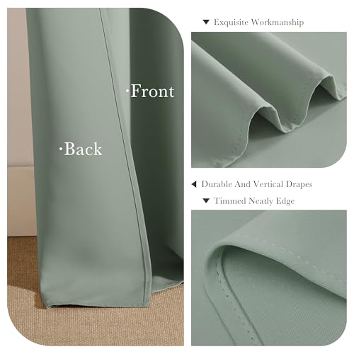 Pony Dance Short Black Out Curtain Panels for Basement, Small Drapes for Bathroom, Thermal Insulated Tiers for Basement, 34x45 inch, 2 Window Curtain Panels, Sage Green