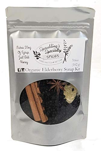 Organic Elderberry Syrup Kit - Makes 18-20 Ounces - Chef Recipe -Instant Pot Friendly- Gluten Free- Vegan- Gmo Free- Organic Elderberries, Ceylon Cinnamon, Star Anise, Cloves, Crystallized Ginger