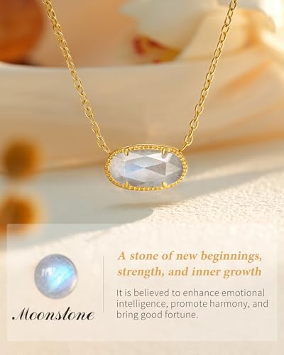 HGDEER Natural Moonstone Necklace Birthday Gift for Women Girls, A Stone of New Beginnings Strength and Inner Growth, Meaningful Jewelry with Quote Card3