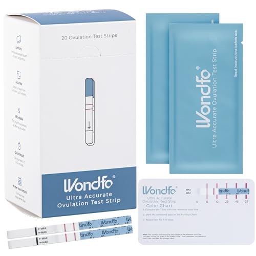 Wondfo Test de Ovulación 20x LH 0~65mIU/ml Tiras de Test de Fertilidad para Mujeres en Casa Localiza 2 días de máxima fertilidad con Gráfico de Colores