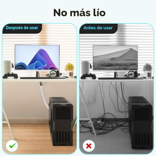 Miniatura 3 de Yuanpals Funda Organizadora De Cables, 13 Mm - 3 M, Tubo De Gestión De Cables Para Pc Tv, Organizador De Cables Automático Para El Hogar, Oficina Blanco