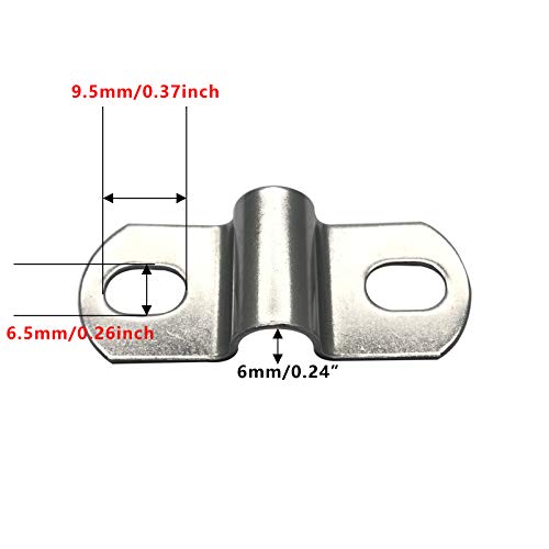 20Pcs 6Mm(0.24") Two Hole U-Bracket Thicken Pipe Strap Clip,Stainless Steel Heavy Duty Pipe Strap Clamp For Tube, Pipe Or Wire Cord Installation #TOP1