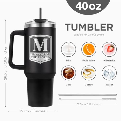 Leebbsin Gifts for Men, Initial 40oz Tumbler with Handle Straw Lid by Leebbsin - Used condition - Image 3