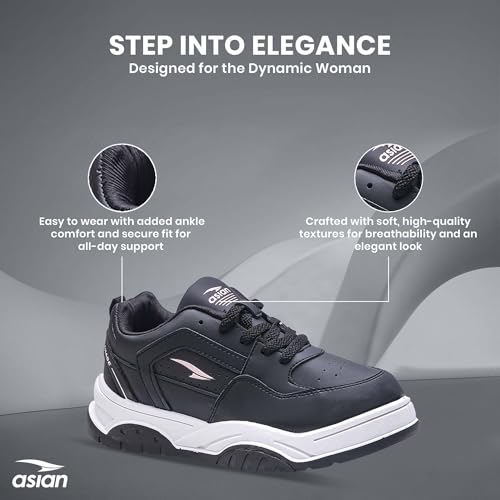 Image of ASIAN Nancy-05 Sneakers for Women | Trendy Lightweight Casual Shoes with Cushioned Comfort, Non-Slip Grip Sole & Stylish Everyday Wear for Walking, College & Outings