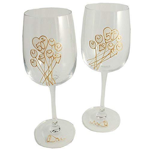 Dreamair - Copas de Vino para 50 Aniversario de Bodas Doradas (flwr)