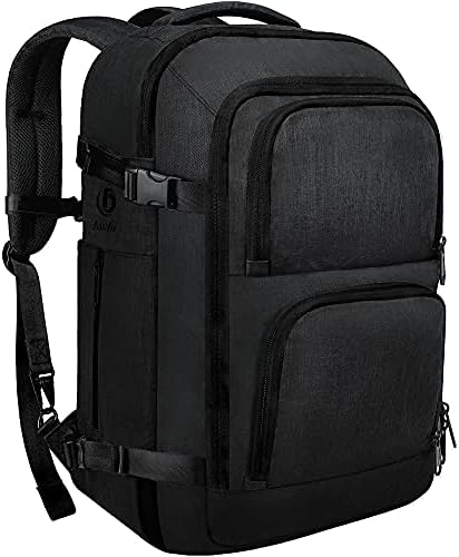Dinictis 40L Travel Laptop Backpack for Men Women, Fit 17 Inch Notebook, Carry on Flight Approved Suitcase Backpack, Water Resistant Weekender Overnight Daypack, Black