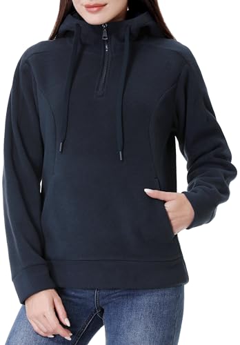 GIMECEN Women's Polar Fleece Hoodies Quarter Zip Sweatshirt Long Sleeve Sweaters Casual Pullover Jacket with Pocket2