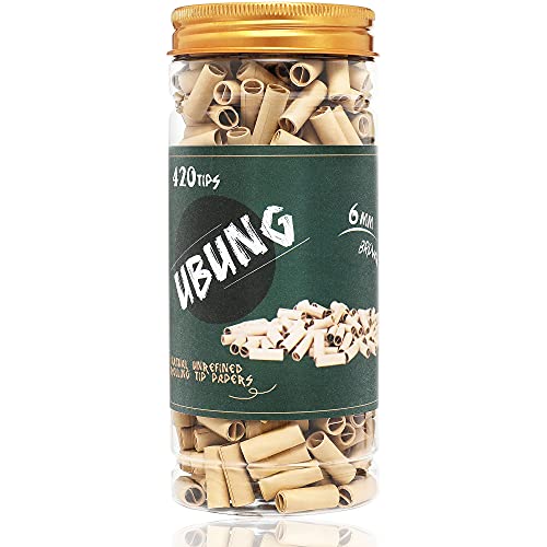 UBUNG Brown Tips 420 Pcs Ø6mm Pre Rolled Tips Filter Tips Made with Unbleached Paper Suitable for Most Pre Roll Machine and Rolling Papers