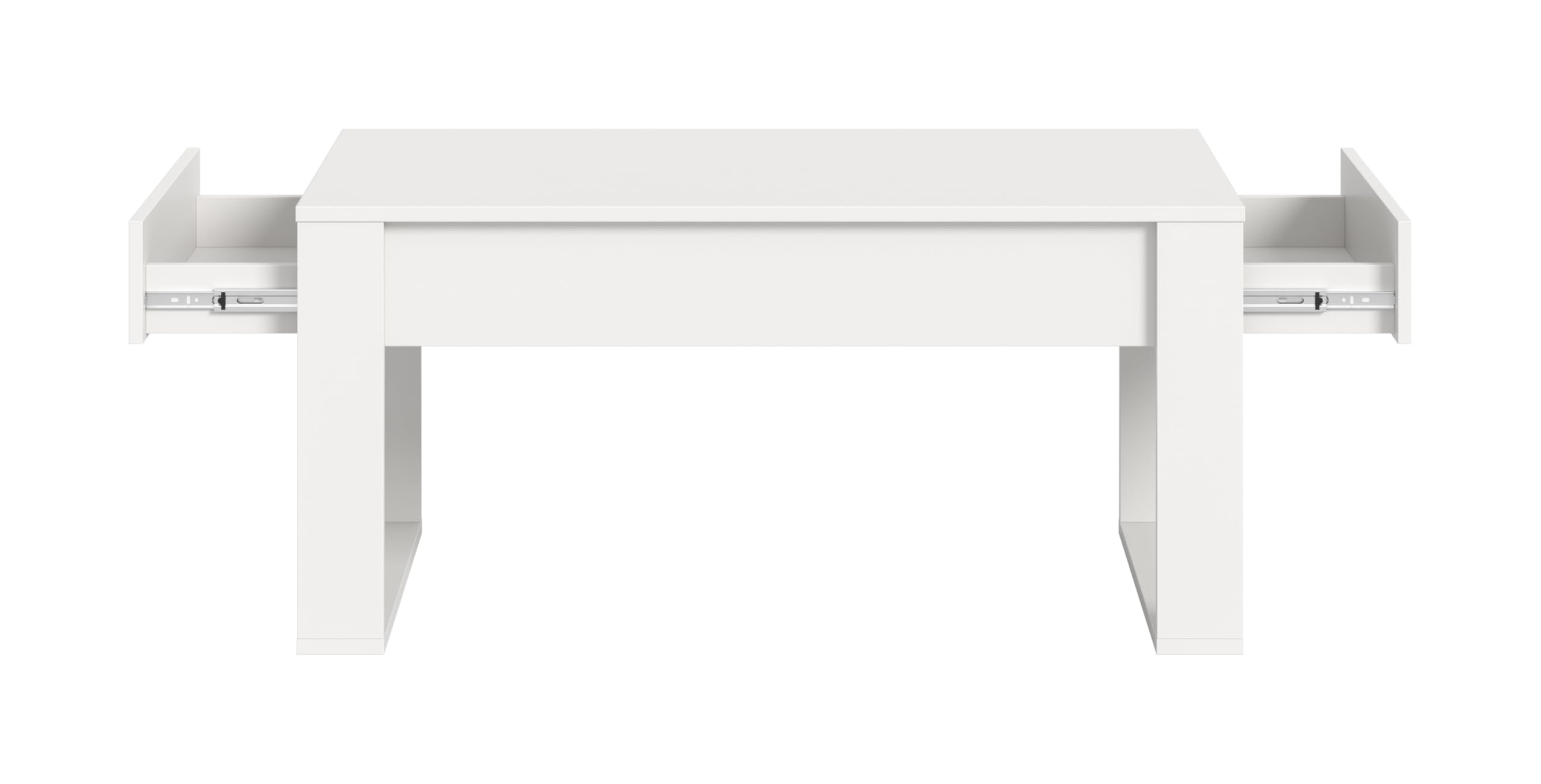 möbelando freiraum Couchtisch Malmö – Moderner Weißer Couchtisch mit 2 Schubkästen, 110x52x60 cm, FSC®-Zertifiziert, pflegeleicht & stabil