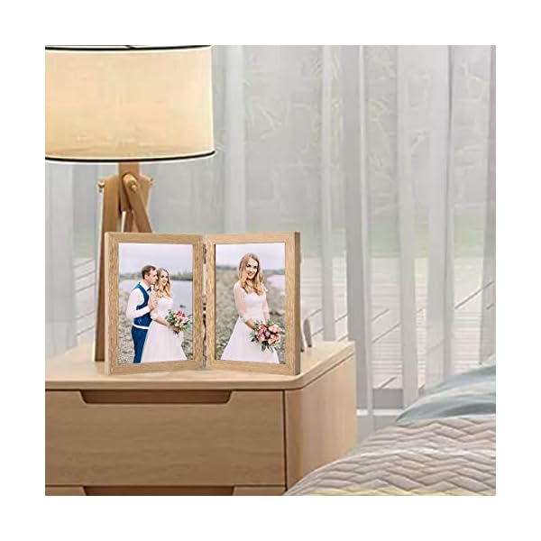Holz Bilderrahmen Doppel Klappbar: 10x15cm Bilderrahmen Desktop Fotorahmen mit Glasfront Doppelrahmen Wand- und… – Bild 4