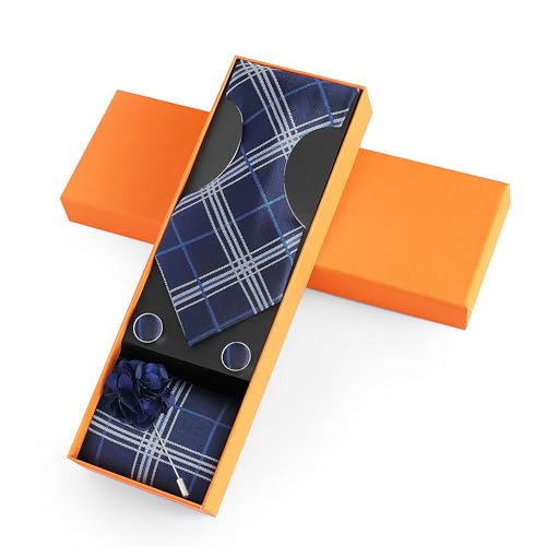 Image of joy alice Ties Set Men Mixed Color Necktie Handkerchief Cufflinks Brooch 3.15 Formal