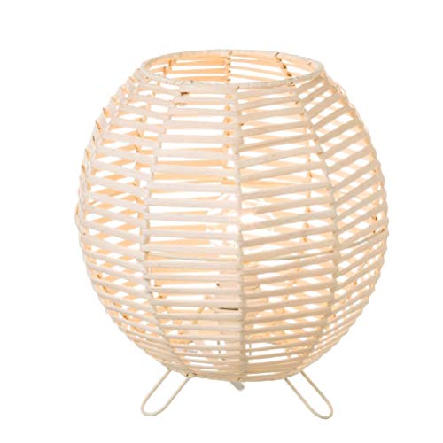 Dcasa - Lámpara de Mesa de Rattan Natural Beige Oriental para salón Sol Naciente