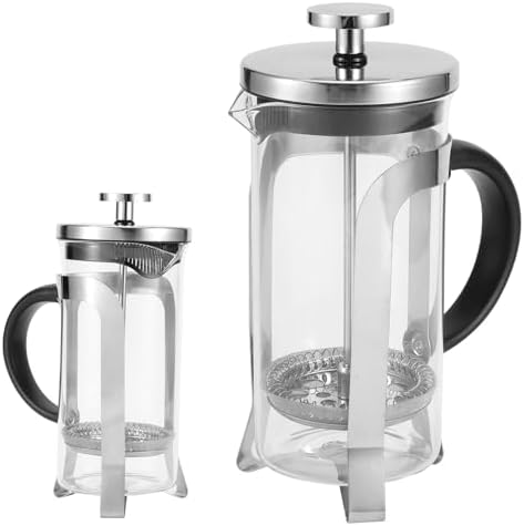 Fdit Explosion Proof Glass Coffee Press Pot with 3 Layer Fine Filter Stainless Steel Plunger for Household Kitchen Use, Home Coffee Making (350ml)