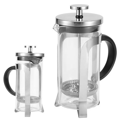 Fdit Explosion Proof Glass Coffee Press Pot with 3 Layer Fine Filter Stainless Steel Plunger for Household Kitchen Use, Home Coffee Making (350ml)