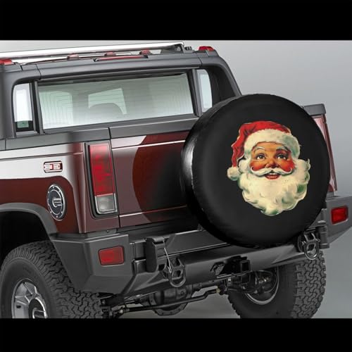 Image of Happy Santa Spare Tire Cover for Rv Trailer Camper- Cute Xmas Winter Waterproof Wheel Protectors Cover Universal Fit for Truck SUV Travel New Year Outdoor-15 inch