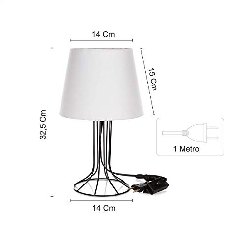 Abajur Torre Dome Branco Com Aramado Dourado