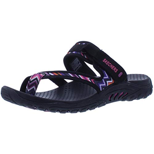 Skechers Women's Reggae Zig Swag Sport Sandal Black 7 Wide