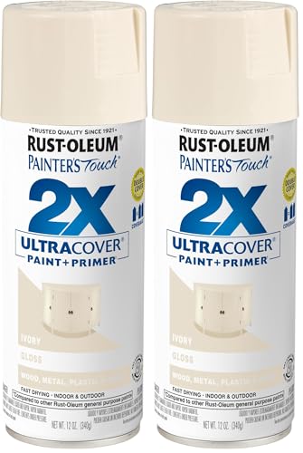 Rust-Oleum 249110 Painter's Touch 2X Ultra Cover Spray Paint, 12 oz, Gloss Ivory (Pack of 2)