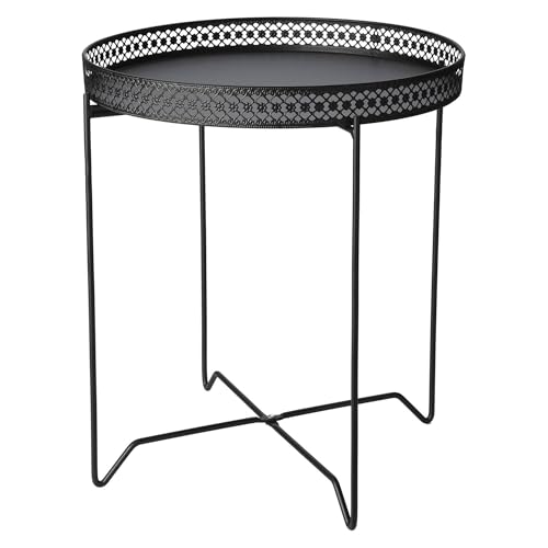 Table ronde en métal noir comme bout de canapé discret