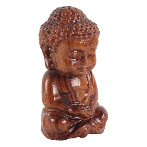 Ubric Monje Buda Figuras, Escultura Decorativa, Tallado en Madera Colgante Sólido Ornamento