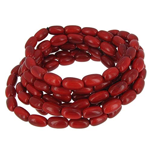LES POULETTES BIJOUX - Collier ou Bracelet Elastique Graines de Tagua - Classics - Rouge