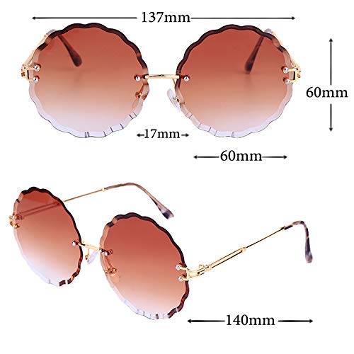 Shangyi New cut-edge sunglasses, wave rimless flower sunglasses For Women (Pink)3