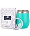 SUNWILL Vacuum Insulated Wine Tumbler with Lid (Teal), Stemless Stainless Steel Insulated Wine Glass 12oz, Double Wall Durable Coffee Mug, for Champaign, Cocktail, Beer, Office use