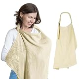 Stilltuch für Unterwegs Stillschürze,75 X 95 CM Stillbezug für Babys,Musselin Stillbezug für Babys Atmungsaktiv,Weicher Breastfeeding Cover,Stillbezug mit Starrem Reifen, Nursing Cover für Unterwegs