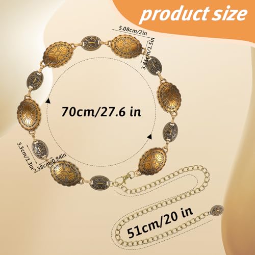 Metal Waist Chain Belt Country Belts for Women Oval Western Chain Belt for Dresses Jeans2