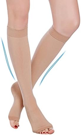 PEDIMEND Open Toe Knee High Compression Stockings (1PAIR - 2PCS) | Best Leg, Ankle & Feet Support Treatment For Swelling, Varicose Veins & Edema | Promote Blood Circulation | UNISEX | Foot Care
