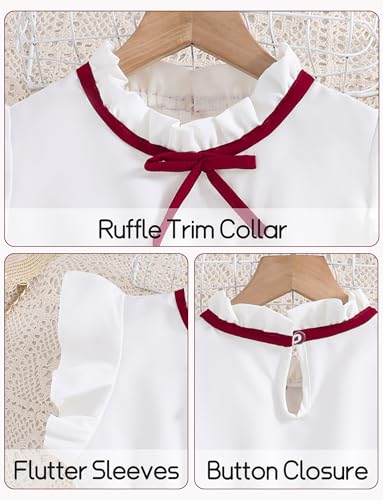 Kids Girls Dress Ruffle Sleeve Pleated Dresses Colorblock A-Line Sundress Casual Button Summer Dress 8-12 Years4