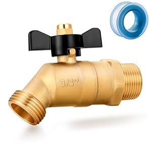 Full Flow Male outdoor-faucets Hose Bibb 3/4″ Male NPT inlet Connection with 3/4″ GHT water hose outlet Heavy-Brass Faucet for gardens and patios (Butterfly Handle)
