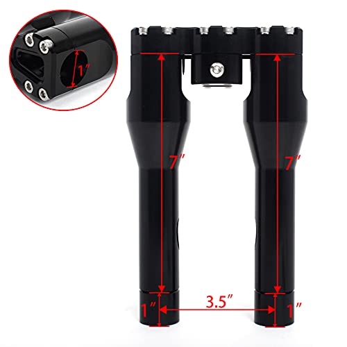 Tofr HD-ADP-009-BLA@#2408 Club Style 1 Inch Handlebar Risers 7 Inch 8 Inch Risers For Harley Dyna Street Bob Fxdb Wide Glide Low Rider Fxdl Softail Fat Boy Sportster 883 1200 Touring Road Glide Road King thumb #1