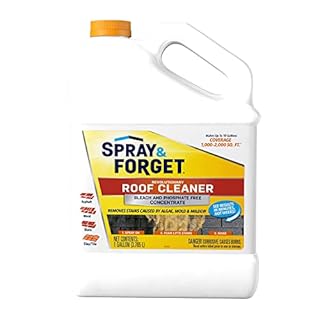 Spray & Forget Revolutionary Roof Cleaner Concentrate, 1 Gal. - Cleans Algae, Mold & Mildew Stains, Fast-Acting Roof Cleaner, Use on Asphalt, Wood, Slate, Clay & Tile Shingles