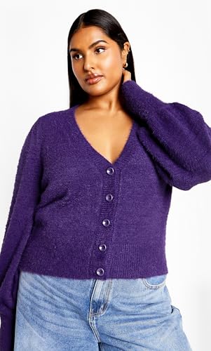 Image of City Chic Women's Plus Size Cardi Fluffy Button
