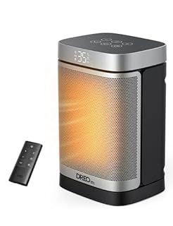 DREO Space Heaters for Indoor Use, 1500W Electric Heater for Bedroom Home Office, Safe PTC Ceramic Heater with Thermostat, Portable Heaters with Remote, 70°Oscillation, 12H Timer, 5 Modes