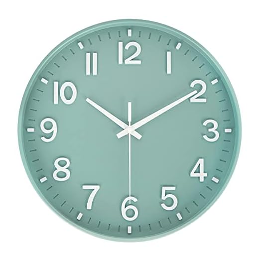 HZDHCLH Modern Quartz Wall Clocks Battery Operated,12 inch Silent Non Ticking 3D Numbers Round Clock for Wall, Green Wall Clock for Kitchen Bedroom Living Room Office Classroom Decor