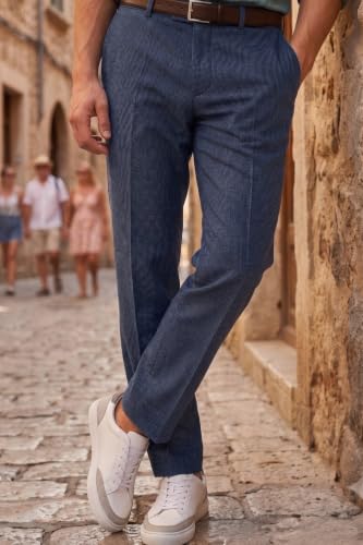 Image of Louis Philippe Men's Slim Fit Mid Rise Premium Fabric Checks Formal Trouser